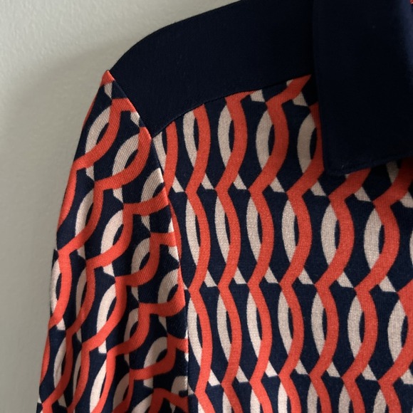 Boden Jersey Midi Tea Dress Women's Size 6 Red Blue Geometric Print - Picture 4 of 10